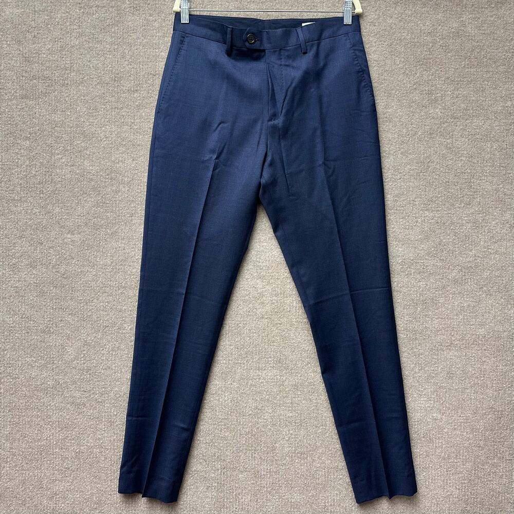 Banana Republic Reda Flexo Wool Tailored Slim Fit Dress Pants Navy Blue 30x31 R